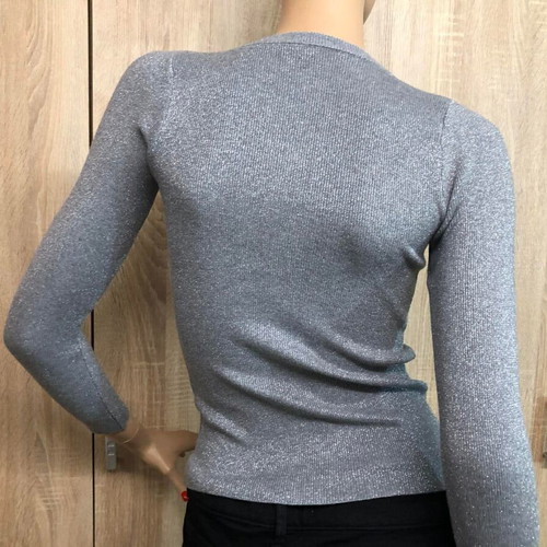 Winter sweater with lurex gray new, size S