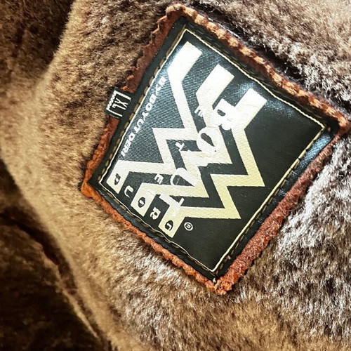 Shearling coat used, XL, brown rust color, fox fur collar