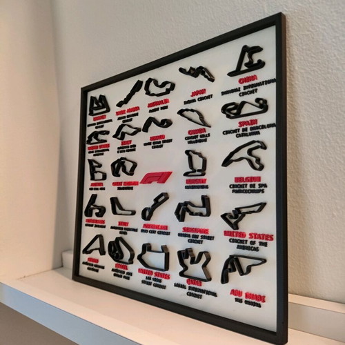 Formula 1 3d embossed tracks in frame 22x20 cm