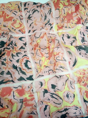 Silk square scarf 50 cm like new, multicolor printed