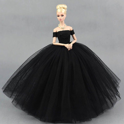 Wedding dress doll outfit black with veil new