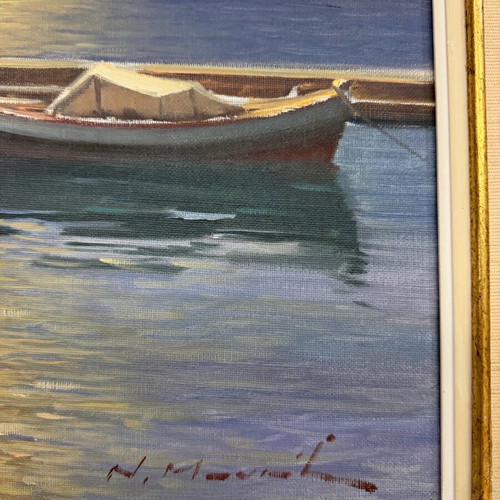 Έργο τέχνης Ν. Μανιάτης μεταχειρισμένο, θαλασσογραφία σε κορνίζα εποχής