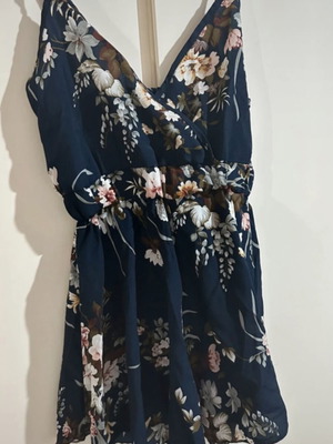 Boho Floral Wrap One-Piece Romper Shein Blue New