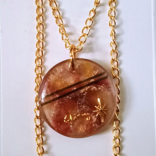 Shiny handmade necklace new, brown and gold tones