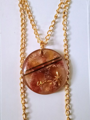 Shiny handmade necklace new, brown and gold tones