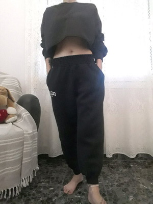 Bershka black tracksuit and crop top like new, size L fits S/M