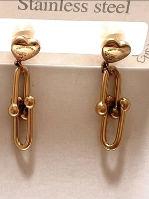 Stainless steel earrings new, beige for pierced ears