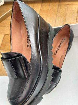 Chaniotakis πλατφόρμες μαύρο δέρμα σαν καινούργιο, νούμερο 37