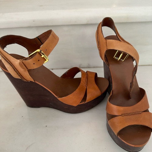 Ralph Lauren leather platform sandals like new, size 37, brown