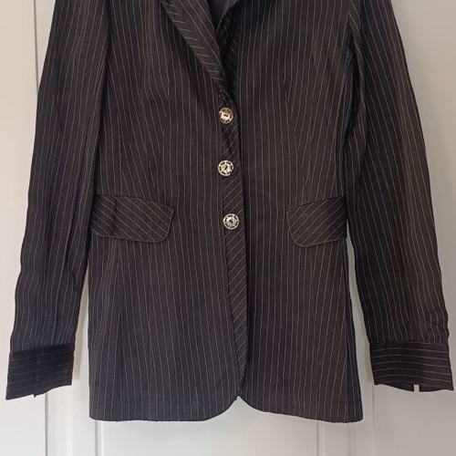 Orwell jacket with stripes and ivory buttons like new, black, size M
