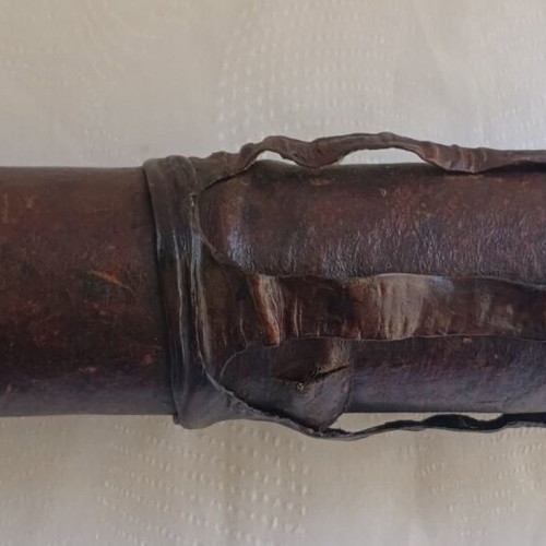 Tribal Quiver and 3 Arrows with Metal Tips used, wood and leather