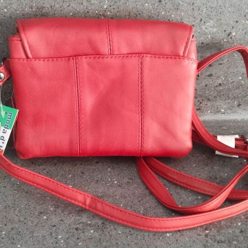 Leather women's handbag and shoulder bag red new