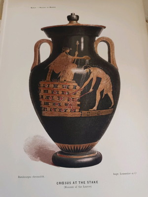 Chromolithograph of Melanormphos Vase with King Croesus used, 18.5x26.5cm