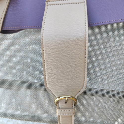 Gogo shoulder bag like new, beige and purple faux leather