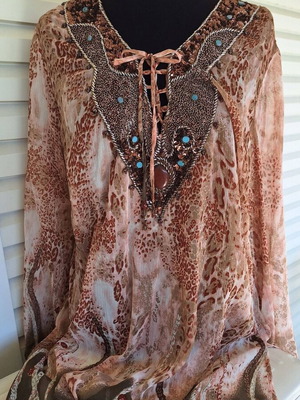 Boho shirt Concept new with beads and stones in earthy tones