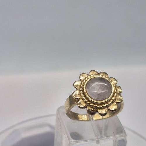 Rose Quartz Adjustable Brass Ring new