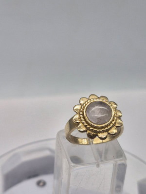 Rose Quartz Adjustable Brass Ring new