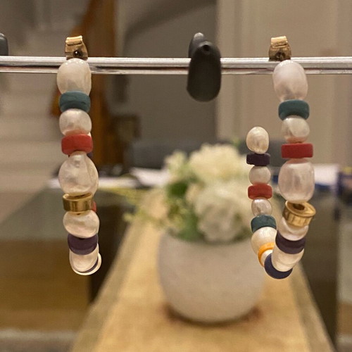 Five pairs of Zara hoop earrings new, multicolored