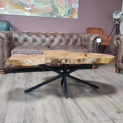 Solid wood coffee table with metal legs new