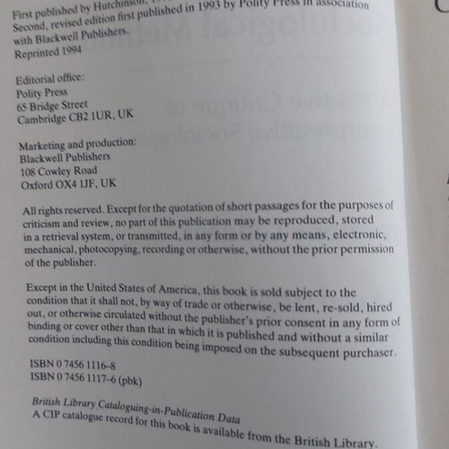 New Rules of Sociological Method by Anthony Giddens like new
