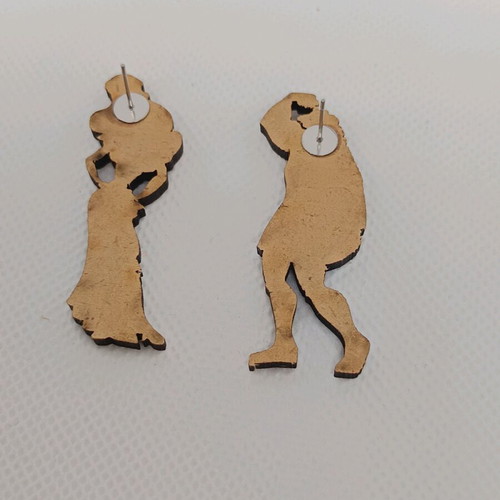 Wooden earrings Heracles and Megara new, multicolor with stainless steel clasp