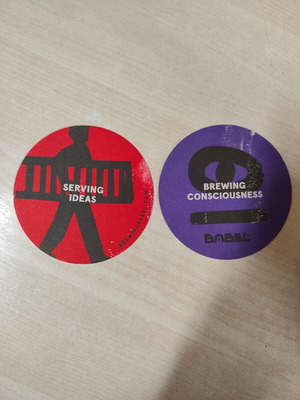 Set of 2 coasters from Greek microbrewery Brewing Babel, new