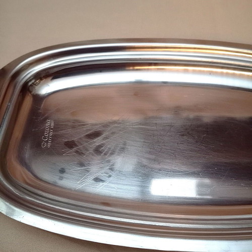 Stainless Steel Serving Trays used, set of 2, one Corona