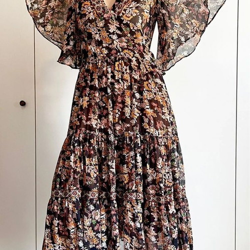 Zara Boho Flowy Maxi Dress like new, floral black multicolor
