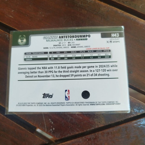 Giannis Antetokoumpo Topps card excellent condition