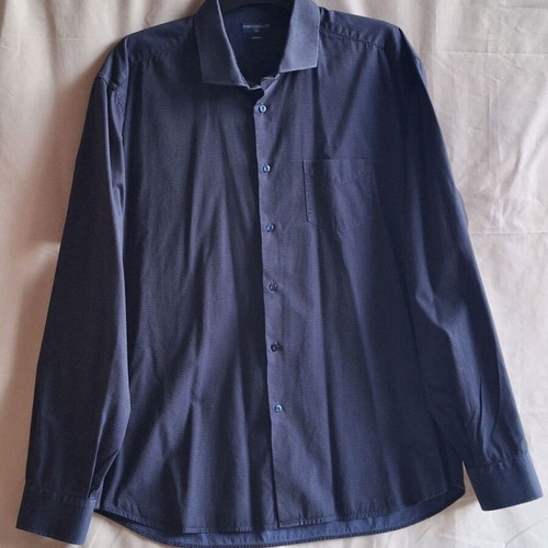 Portobello's XXL Men's Regular Fit Navy Blue Cotton Shirt with Micro Pattern