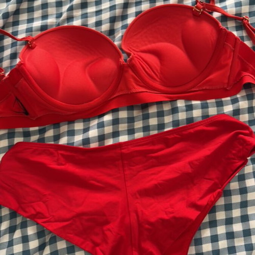 Sugarfree Bikini Push Up Top and Brazilian Bottom Like New, Red