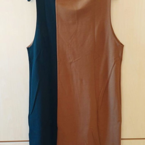 Winter dress like new, straight cut, brown and black jersey wool blend