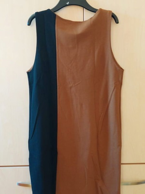 Winter dress like new, straight cut, brown and black jersey wool blend