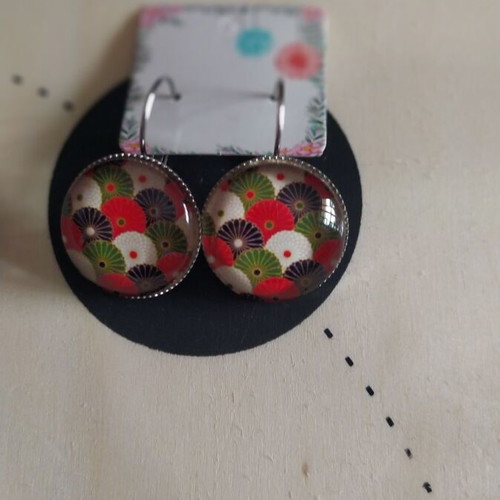 Handmade earrings with resin and steel clasp, colorful