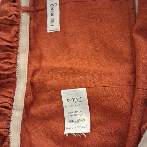 Mind Matter Strapless Crop Top with Ruffles Brick Red like new, size Medium