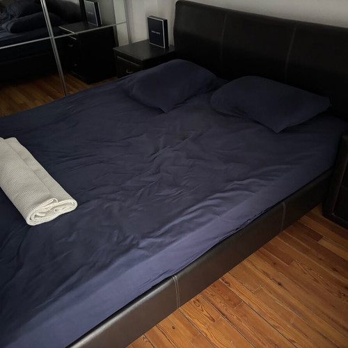 Double bed 160x200 leatherette used without storage