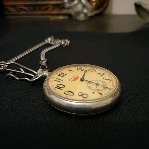Molnija vintage pocket watch used, stainless steel