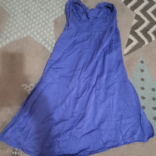 Strapless summer dress like new, intense blue and purple, sizes S M