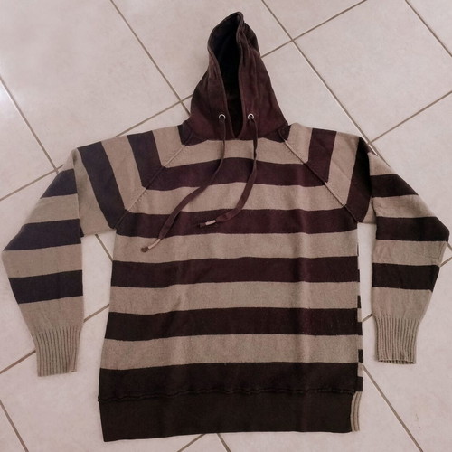 Springfield SPF men's striped hoodie sweater used, beige and brown, XL