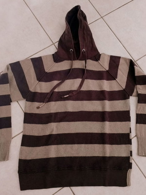 Springfield SPF men's striped hoodie sweater used, beige and brown, XL