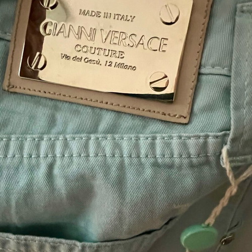 Gianni Versace Straight Leg Pants Light Mint Green New