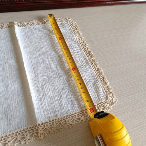 Handmade table runner 35x31cm with organza and lace, 1980s, like new