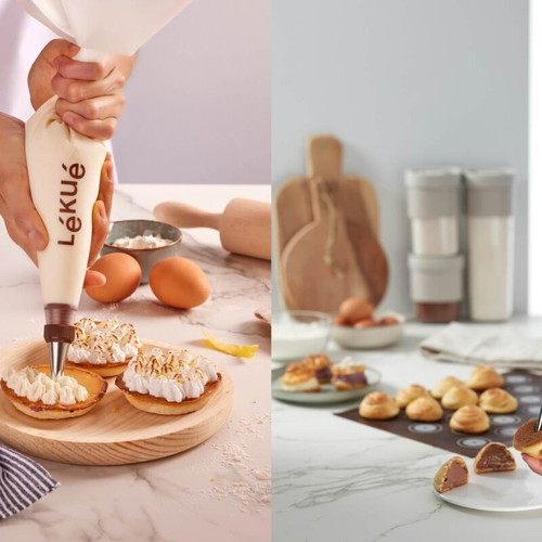 Lekue piping bag set with 3 reusable nozzles new