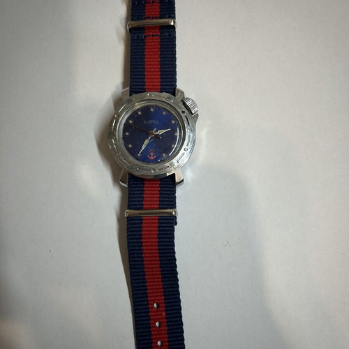 Vostok Cadet mechanical watch used, blue dial, NATO strap