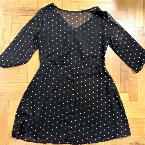 Black polka dot Terranova dress Small used with three-quarter sleeves