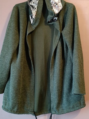 Women's knitted cardigan with sequin detail, olive green