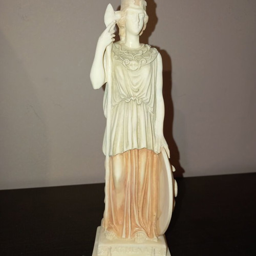 Athena Statue handmade from alabaster, like new, colored, 25 cm