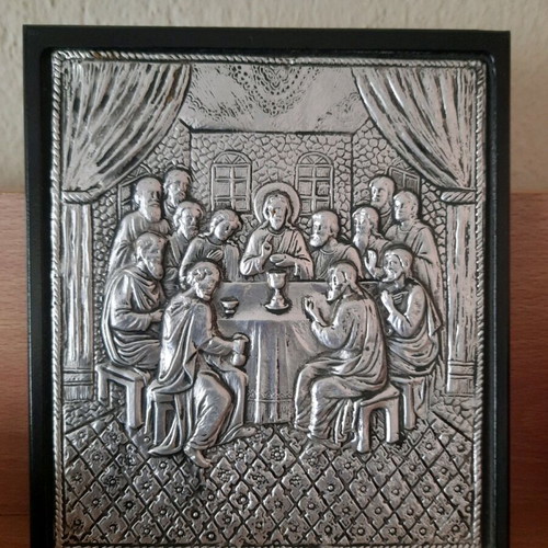 Vintage silver icon Last Supper like new