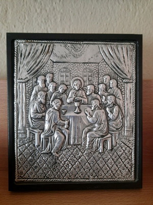 Vintage silver icon Last Supper like new