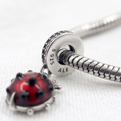 Pandora Ladybug Charm new, red and silver